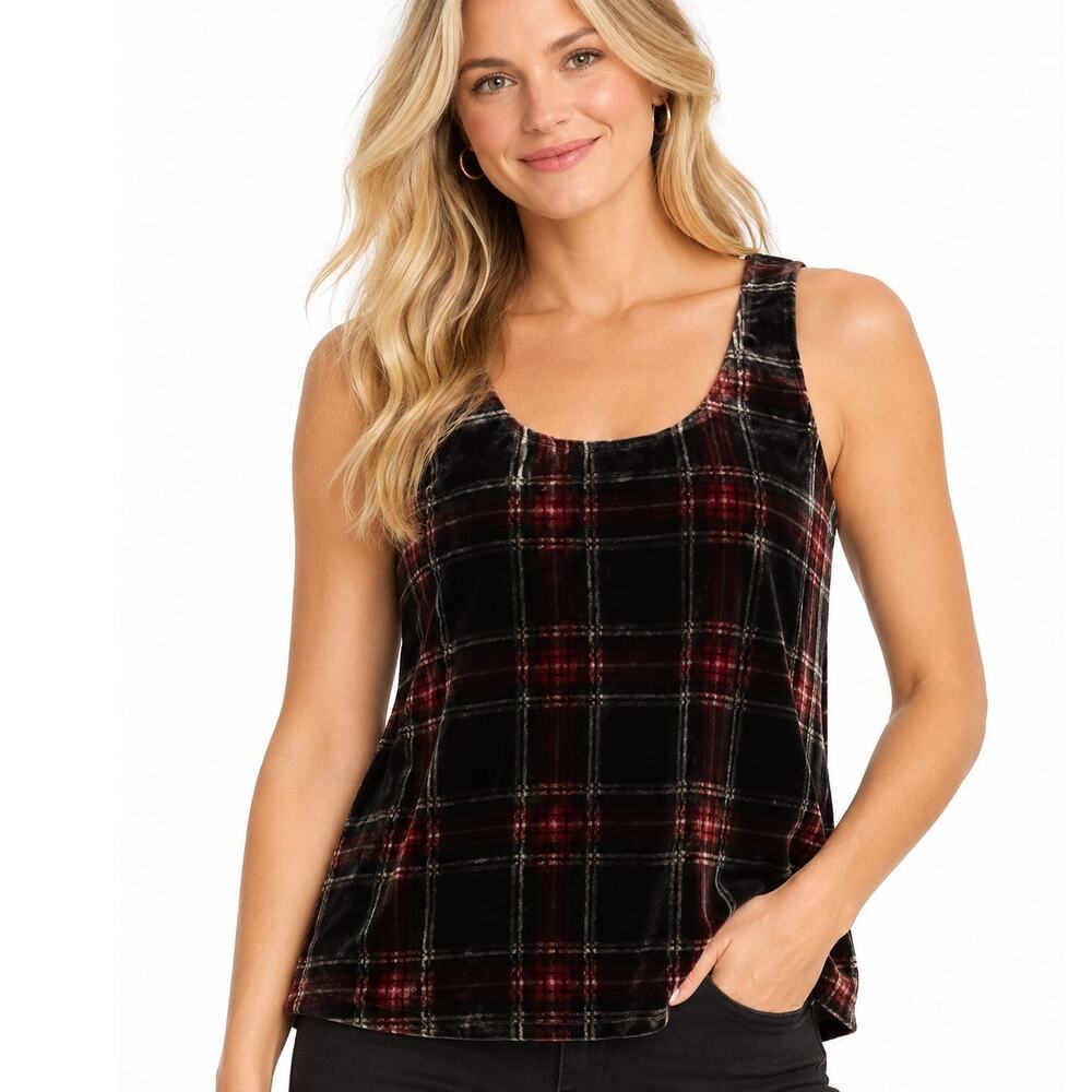 J. Crew NEW Velvet Tank Womens Size 4 Petite Stewart Tartan Top NWT Small